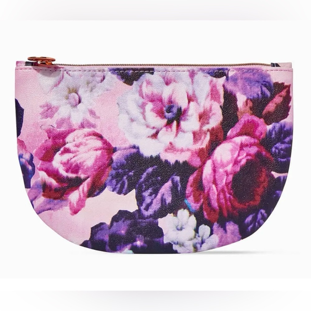 IPSY May 2022 faux leather floral glam cosmetic makeup bag NWOT